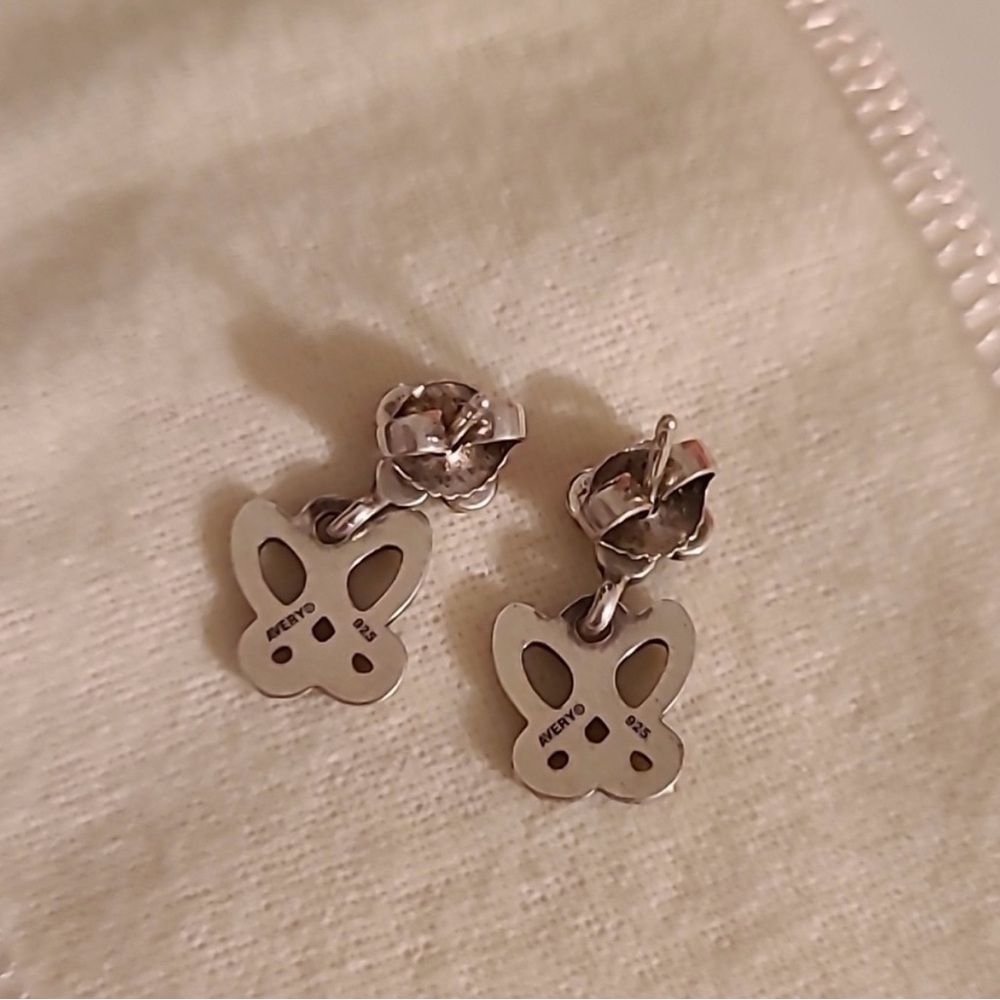 RETIRED James Avery Silver Floral and Butterfly Earrings - Picture 8 of 8